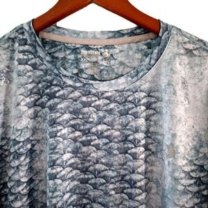 Reel Legends Reel Tec Fishing Shirt Mens XXL Blue Grey Fish Scale Long Sleeve